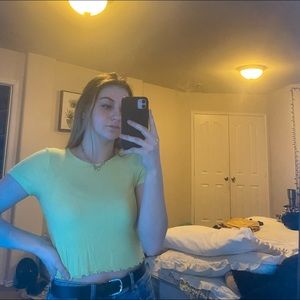 American Eagle Green Ribbed Top